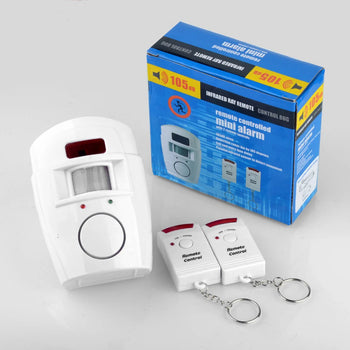 PIR Motion Sensor Alarm System with 2 Wireless Remotes & 105DB Siren