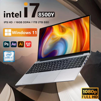 2025 Laptop Computer 15.6" Intel Core i7 8500Y Windows 11 Notebook PC Gamer 1TB SSD Fingerprint UnIock Office Gaming Laptop PC