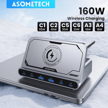 ASOMETECH 160W USB 7 in 1  Type C Fast Charge and Wireless Charger