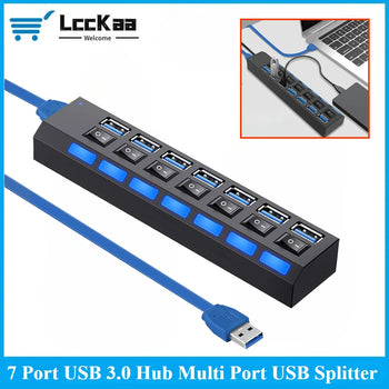 USB 3.0 Hub USB Hub 3.0 Multi USB Splitter 3 Hab Use Power Adapter 7 Port Multiple Expander  USB3 Hub with Switch for PC