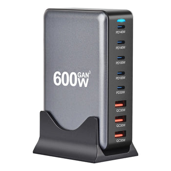 600W GaN Portable Design USB Type C Fast Charger with 8 Ports
