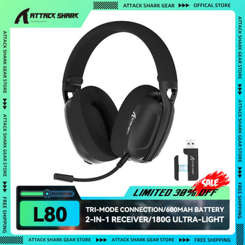 ATTACK SHARK L80 180g Ultra-Light Gaming Headset, Pluggable Microphone