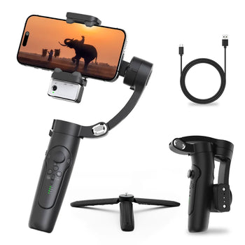 3-Axis Handheld Gimbal Stabilizer for Smartphone with Fill Light Face Tracking and Anti Shake Video Record