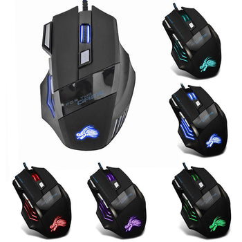 Wired Gaming Mouse 5500 DPI USB 7-Color Backlight Silent for PC/Notebook