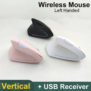 2.4G Wireless Pink Mouse Left Handed Vertical Ergonomic Computer Gaming Mause USB Optical 1600 DPI 5D Gamer Mice For PC Laptop
