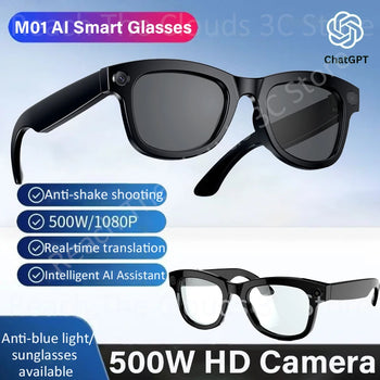 Smart Glasses 500W HD Camera Chat GPT Touch Multifunctional AI Translation ENC Noise Cancelling Sports Sunglasses For Men Women