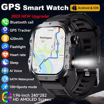 2025 New SmartWatch Men For Huawei Xiaomi Militray Outdoor GPS Sport Watches Heart Rate Sleep Waterproof Smart Watch IOS Android
