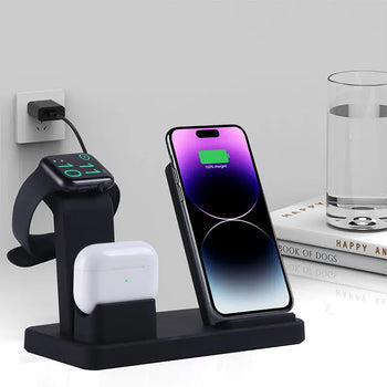 3 In 1 Wireless Charging Station Charger Stand for Multiple Devices For iPhone 16 15 14 For iWatch 10 9 8 For AirPods 1 2 3 Pro