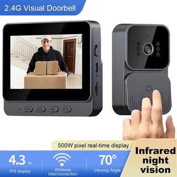 Smart WiFi Video Doorbell Camera with 4.3'' HD Screen, Night Vision & Intercom