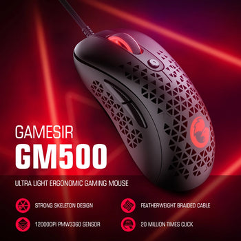 GameSir GM500 Wired Gaming Mouse – PMW3360, 12000 DPI, Super Lightweight