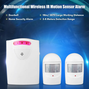 Wireless Driveway Alarm with IR Motion Sensor, 1 Receiver & 2 Transmitters