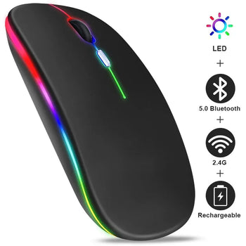 Wireless RGB Bluetooth Gaming Mouse Rechargeable 3600DPI LED Ergonomic