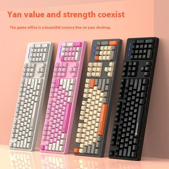 Shipadoo104 Keys Gaming Keyboard with 3 Colors Keycaps USB Wired