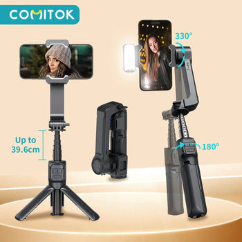 Gimbal Stabilizer with Foldable Wireless Tripod with Bluetooth Shutter Monopod for IOS Android Live Streaming