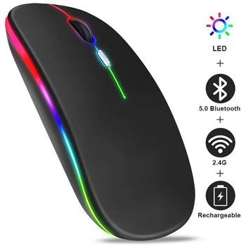 Wireless Gaming Mouse. Bluetooth 2.4GHz, RGB, USB Rechargeable, Silent