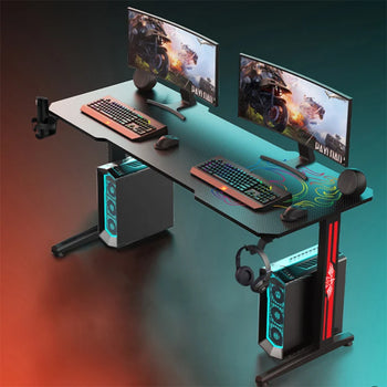 L Shape Black Gaming Table