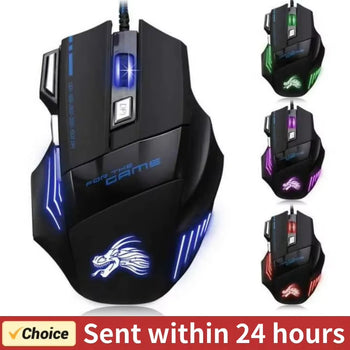 USB Wired Gaming Mouse 7-Button Backlit Ergonomic 5500 DPI for PC