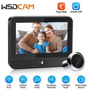 WSDCAM 1080P Tuya Smart Doorbell Camera with Night Vision Peepholes and 4.3 Inch Monitor