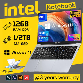 2025 Office Laptop Windows 11 intel i7-7500U/N3700 Laptop14.1"  Notebook Computer 4K HD Intel Core i7-7500U 12GB RAM 1/2TBSSD