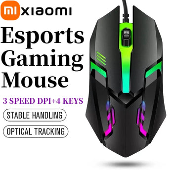 XIAOMI Gaming Mouse Esports LED Colorful Illuminated Backlight Four Keys Wired USB Ergonomic Laptop iPad Tablet Phone Office HOT