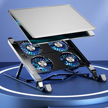 Laptop Cooling Pad with 2/4 Fans Foldable Laptop Cooling Fan RGB Silent Portable Laptop Holder 7 Height for 11-17.3 Inch Laptops