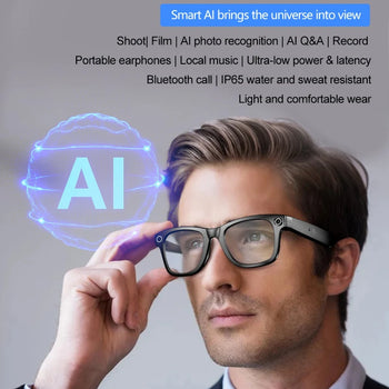Smart AI Translation Glasses 100+ Languages Photo Recognition Camera Sunglasses Anti-blue Light Glasses Video Recording Glasses