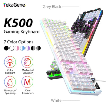 K500 Keyboard Mixed Color White Pink Keycaps 104 Keys Wired Gaming Keyboard for Laptop PC