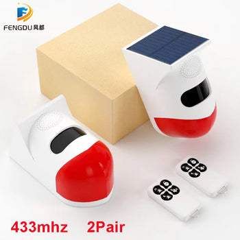 PIR 433MHz Outdoor Solar Motion Alarm with Remote Control for Home Security