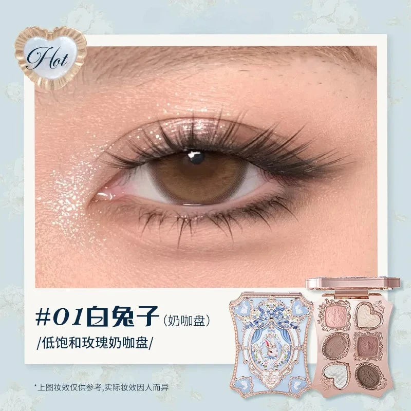 Flower Knows Bunny Garden 6-Color Makeup Eyeshadow Palette Matte Fine Shimmer Pearl Face Palette 6 Colour Glitter Eye Shadow