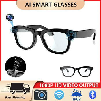 AI Smart Glasses for Men Women 1080P Bluetooth Call Outdoor Sport Anti-blue Light Glasses with translation Camera Smart Glasses