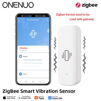 ONENUO Zigbee Vibration Sensor – Tuya Smart Life Alarm & Motion Detection