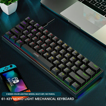61 Keys RGB Hotswap K620 Mini Gaming Keyboard. Type-C Wired Gaming Keyboard