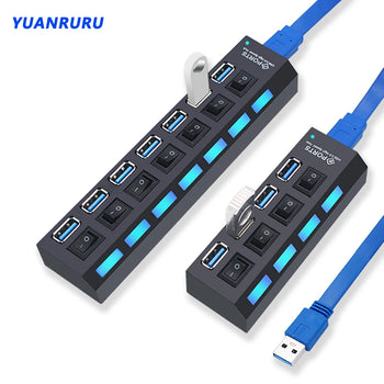 USB Hub 3.0 USB Hub USB 3 USB 2.0 Multi USB Splitter Power Adapter 4/7 Port Multiple Expander 2.0 with Switch for PC Accessories