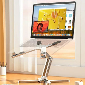 Laptop Stand with 360 Rotating Base Computer Notebook Laptop Riser Metal Holder for Desk Collaborative Work Fits All MacBook