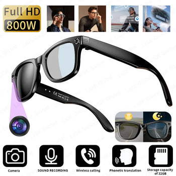 LIGE AI Smart Glasses with 8MP Camera Video Recording 100+ Languages Translation Sunglasses Bluetooth Call Music Play Men Women