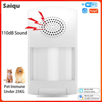 Tuya WiFi PIR Motion Sensor 110dB Home Alarm Smart Life App Security Alert