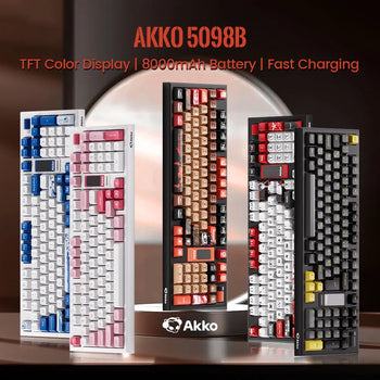 96 Keys Hot Swap Akko 5098B Wireless Mechanical Gaming Keyboard With 1.47-inch TFT Screen Vertical Knob