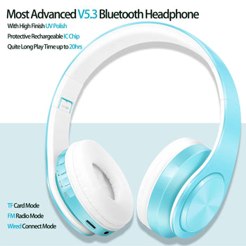 Macaron Colors Stereo Audio Mp3 Bluetooth Headset: Wireless Headphone