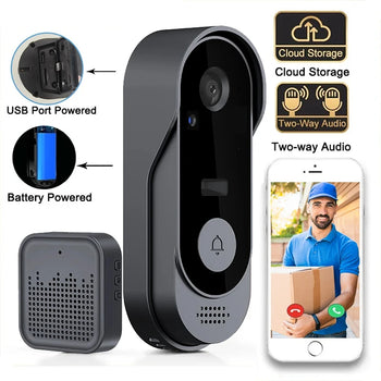 2.4G WiFi Camera Doorbell 720P Wireless Video Intercom, Waterproof, Night Vision, Smart Home Security