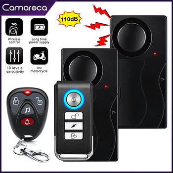 Camaroca Wireless Vibration Alarm Door And Window Anti-Theft Alarm With Remote Control 110dB Motorcycle Bicycle Security Sensors
